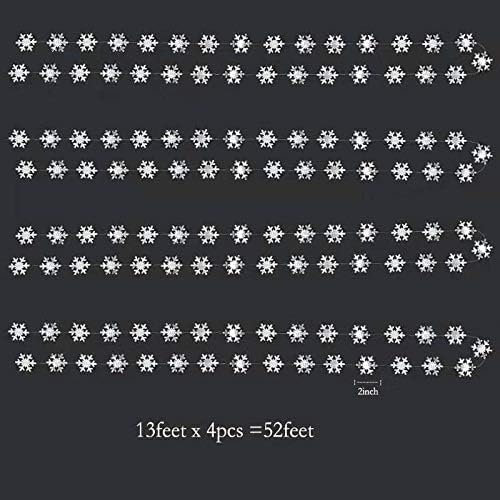 Cheerland Clearance Winter Wonderland Silver Snowflakes Decorations Hanging Christmas Garland for Onederland New Year Office Dorm Hanukkah Holiday Bridal Shower Winter Ceiling Decor Xmas Backdrop