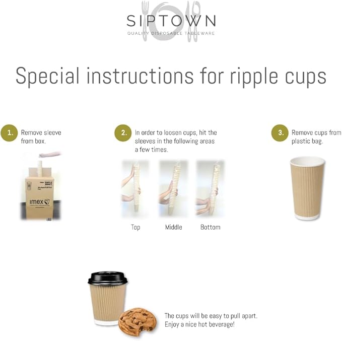 Ripple Paper Cups 12 oz 500 Pack for Coffee & Tea Made in USA | Bulk 500 Count for Home, Office, Restaurants & Coffee Shops | Recyclable, Insulated, & Disposable 12 Ounce To-Go Cups for Hot Beverages