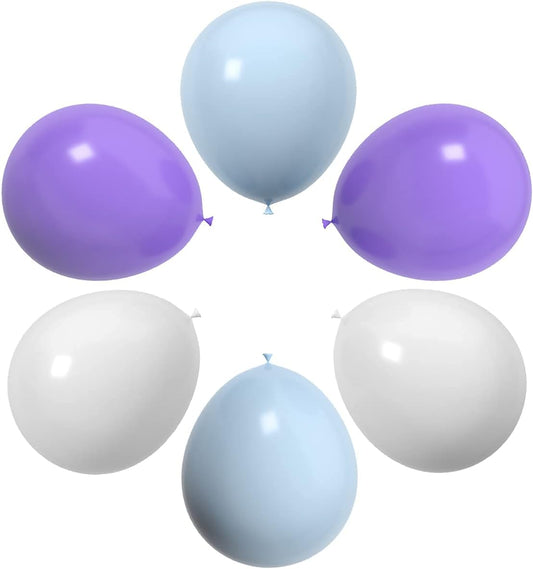 60 Pcs 12 Inch Latex Balloons for Birthday, Wedding, Baby Shower Decorations - Purple Blue White Party Balloons Bulk Pack, Spring Summer Party Supplies