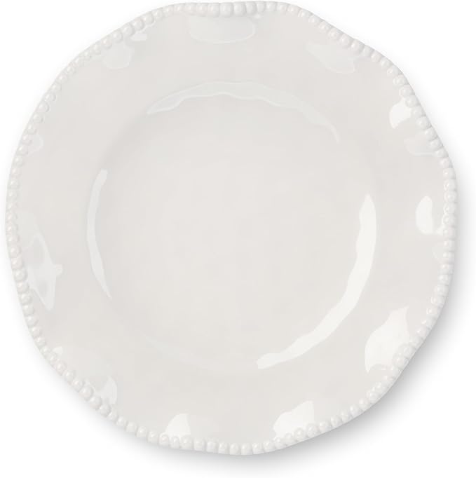Perlette Off-White Melamine Dinner Plates – Set of 4, 11" Elegant Beaded Design, Unbreakable & Heavyweight – Indoor & Outdoor Use, Perfect for Dining, BBQs, Picnics, Weddings & Everyday Meals