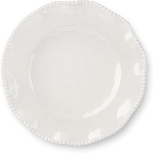 Perlette Off-White Melamine Dinner Plates – Set of 4, 11" Elegant Beaded Design, Unbreakable & Heavyweight – Indoor & Outdoor Use, Perfect for Dining, BBQs, Picnics, Weddings & Everyday Meals