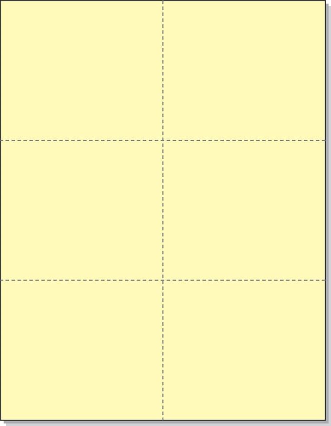 NextDayLabels - Pack of 8-1/2" x 11" Laser Printer Blank Perforated Cards 6 up per Page (Canary, 300 Cards)