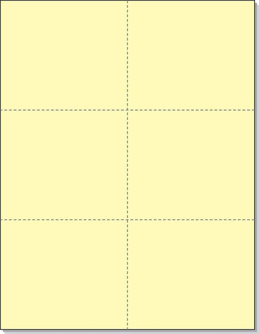NextDayLabels - Pack of 8-1/2" x 11" Laser Printer Blank Perforated Cards 6 up per Page (Canary, 300 Cards)