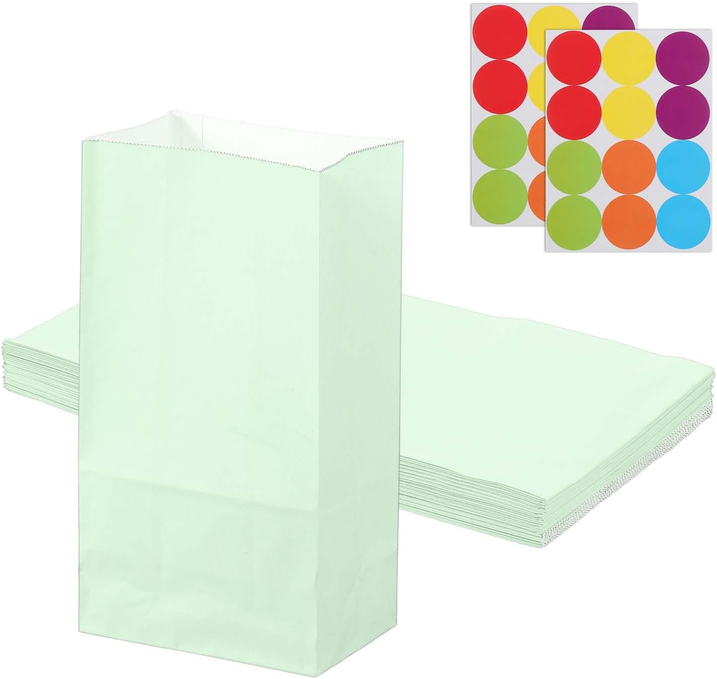 PATIKIL Party Favor Bag, 24 Pcs 5.1x3.1x9.4 Inch Medium Paper Candy Bags Gift Treat Celebration Halloween Goody Birthday Wedding Party with Stickers, Soft Green