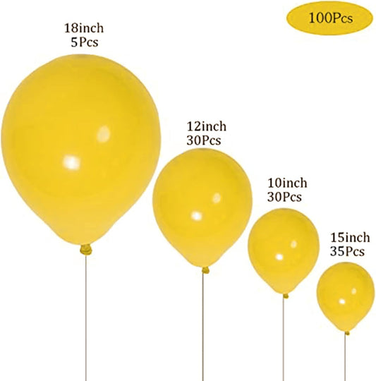 100pcs Mustard Yellow Balloons 18 inch +12 inch +10 inch +5 inch Latex Party Lemon Yellow Balloon Birthday Balloons Matte Yellow Sunflower Balloon Garland Kit Baby Shower Party Decoration
