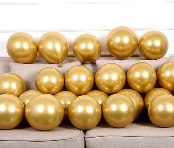 KBZVNAF Gold Metallic Chrome Latex Balloons - 50 Pack 12 inch Round Helium Balloons for Birthday Wedding Graduation Baby Shower Party Decorations