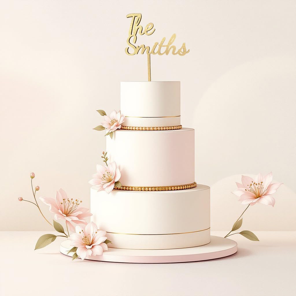 Custom Name Wedding Cake Topper, Personalized Bride and Groom Decoration, Rustic Wedding, Anniversary, Briday Shower Decor (The (Name))