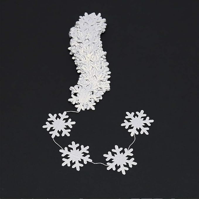 Cheerland Clearance Winter Wonderland Decorations White Snowflake Garland Hanging Paper Snowflakes Decor Snow Flake Streamer for Birthday Holiday Baby Shower Office Classroom January Party Supplies