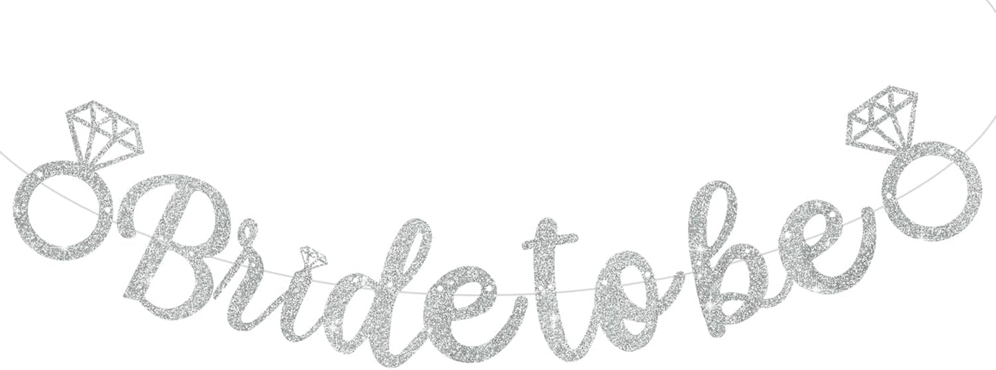 Glitter Silver Bride to Be Banner,Pre-Strung Bridal Shower Sign Garland,Bachelorette Party Decoration Wedding Shower Party Supplies(No DIY)