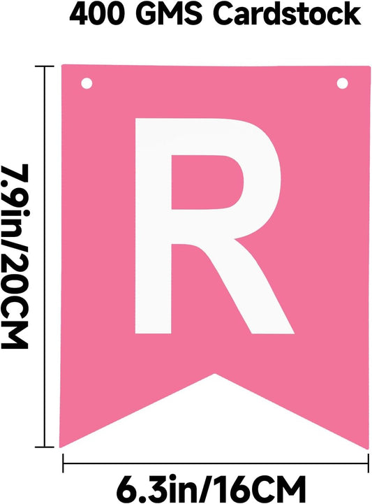 Pink Happy Birthday Banner Birthday Party Banner NO DIY Happy Birthday Sign Pre-Strung Birthday Hanging Decoration for Women Men Girl Boy Party Supplies (Pink)