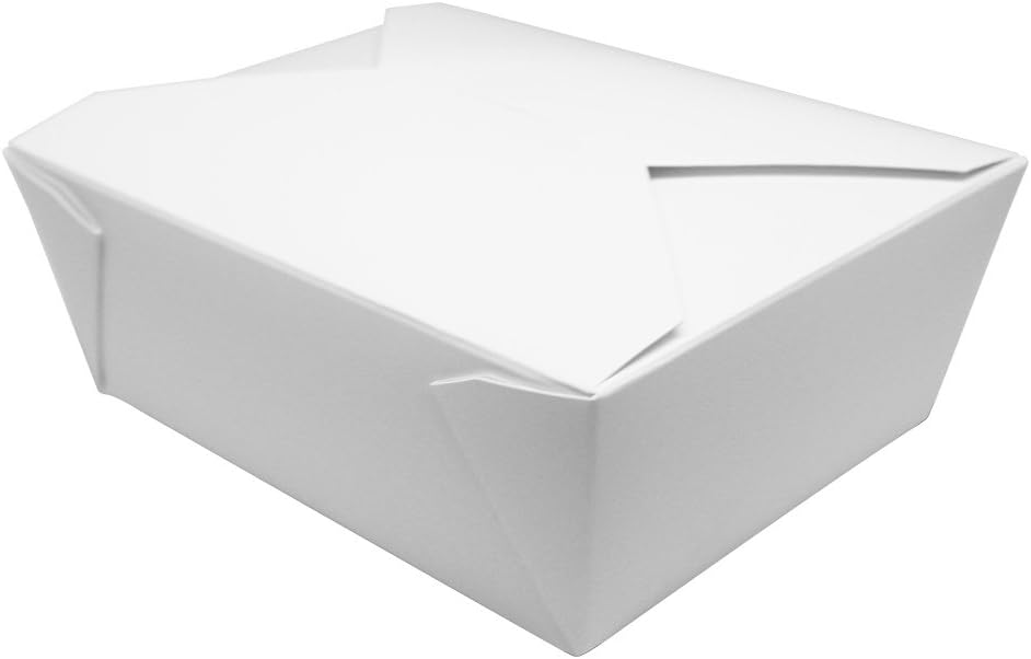 Karat FP-FTG48W 48 fl.oz. 5.9" x 4.6" x 2.4" Fold-to-Go Box #8,.White (Pack of 300)