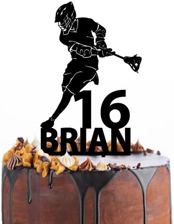 Personalized Birthday Cake Topper Lacrosse Player Figurine, Custom Acrylic Sports Theme Party Decoration, Unique Happy Birthday Sign, Fun Lacrosse Cake Decor Gift, Decorate Gifts