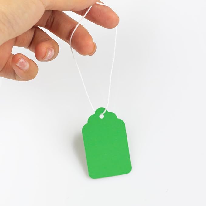 Marking Tags with String Attached, 500pcs Paper Hang Tags for DIY, Crafts & Small Businesses Gift Decorations Product Jewelry Clothing(1.88"x1.18", Green)