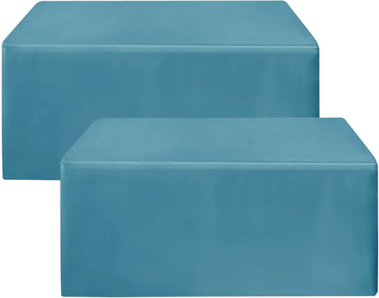HolidayIdeas Fitted Teal Table Covers - 96 x 30 Inch - 2 Pack Rectangle Tablecloths for 8 Foot Tables, Polyester Fabric Tablecloth for Parties, Baby Shower, Wedding, Trade Show