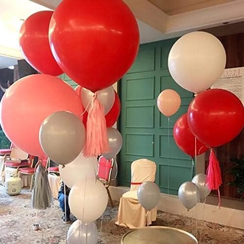 AZOWA 24 Inch Red Balloons 16-Count Large Latex Round Balloons for Party Wedding Birthday Baby Shower Decoration (Red, 16 Pcs)