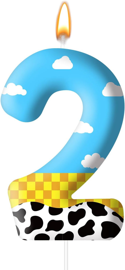 Toy Inspire Game Story Birthday Candles for Kids -Toy Themed Cake Topper Decorations,Party Supplies for Children's Birthday Celebrations(Number 2)