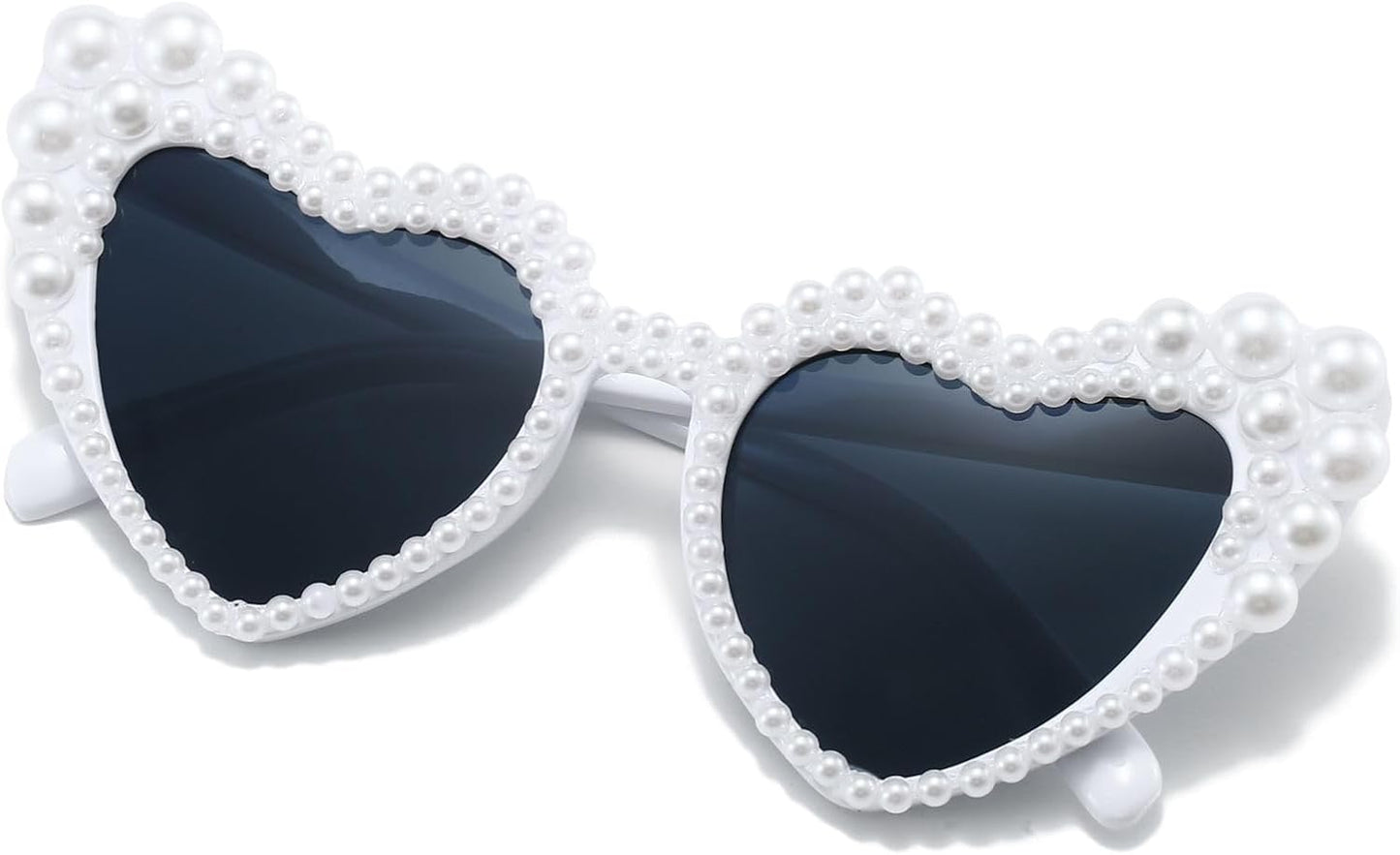 Xpectrum Pearl Bridal Heart Sunglasses, Wedding Bride Sunglasses, Bachelorette Party Glasses for Bride To Be