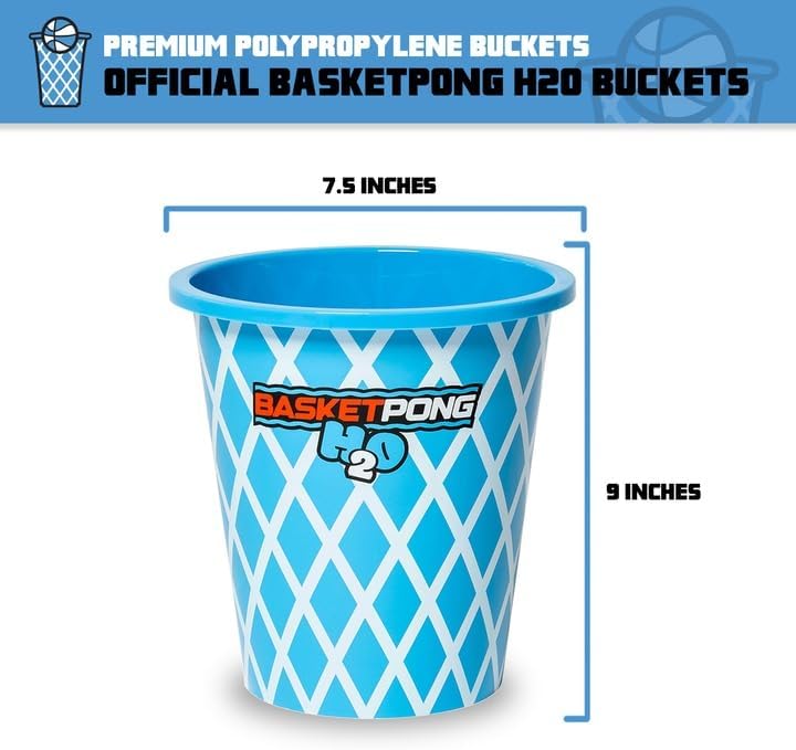 H2O – Inflatable Pool Pong Game with Buckets and Balls, Water Yard Game for Outdoor Fun, Lawn, Beach, or Backyard – Includes 12 Buckets, 2 Balls, Floats, Bag, and Air Pump