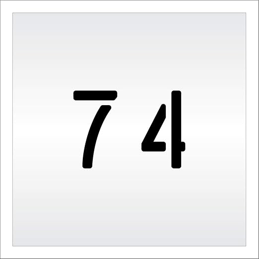 Pavement, Curb, and WheelStop Stencils - 4 inch Double Number Stencil - (74) - 4" x 5.5" x 1/16" (63 mil) - Light-Duty