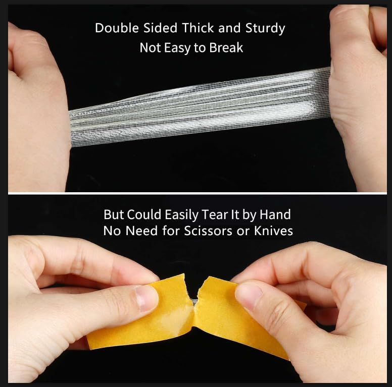 2Pack Double Sided Fabric Tape Heavy Duty, 0.79" x 164FT (328FT Total) Extra Large High Tack Sticky Cloth Mounting Tape, Strong 2 Sided Wall Adhesive Strips for Crafts, Rugs, All Purpose