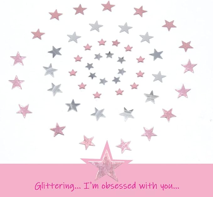 Ruidee 60g Star Confetti Metallic Foil Stars Table Confetti Metallic Foil Stars Sequin for Halloween Birthday Wedding Festival Party DIY(Rose Gold/Silver)