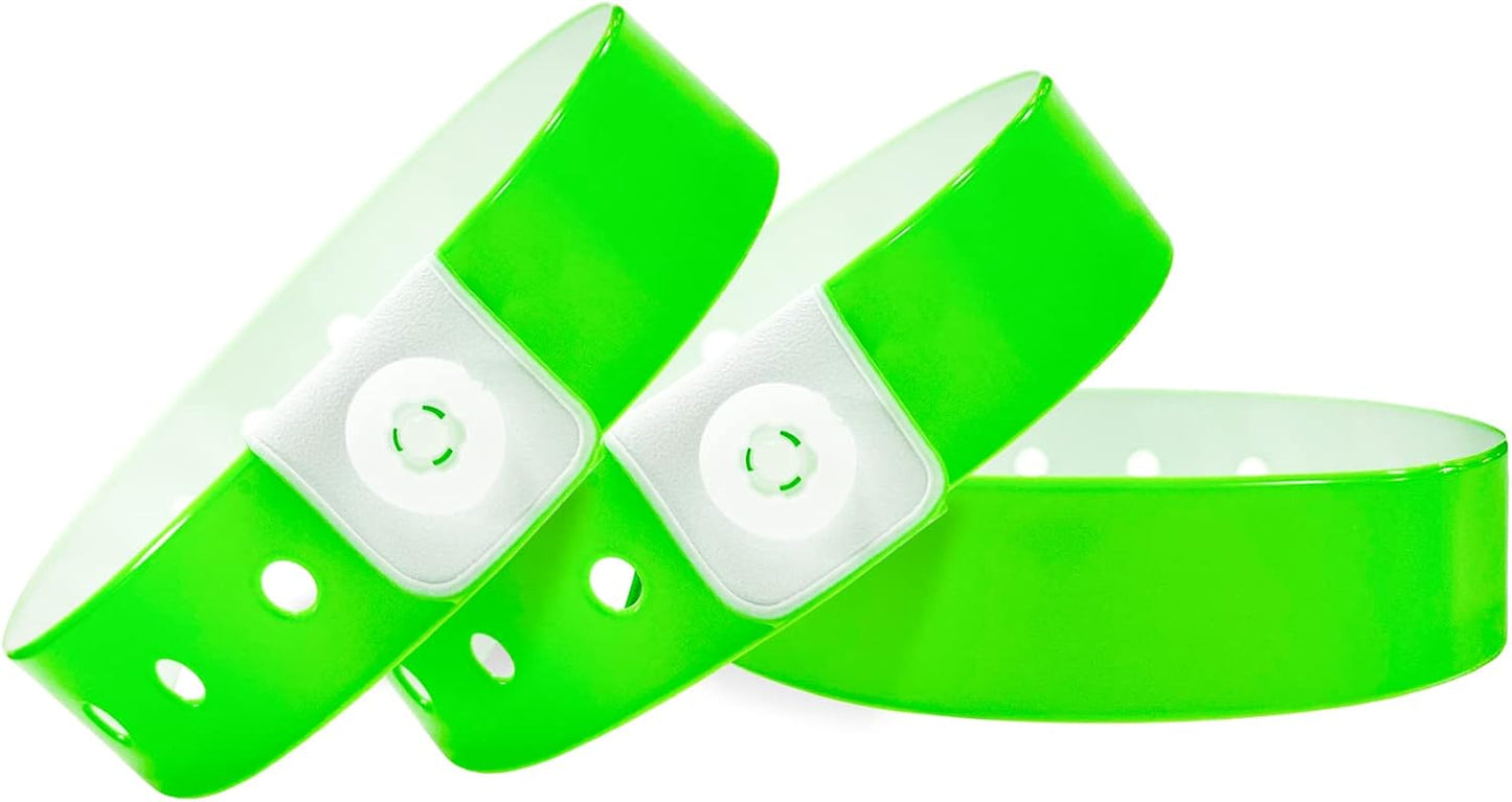 Green Plastic Wristbands-500 Pack Colored Identification Wristbands for Events, Waterproof Lightweight Security Vinyl Wristbands for Party Concert Club Festival Entrance Admission