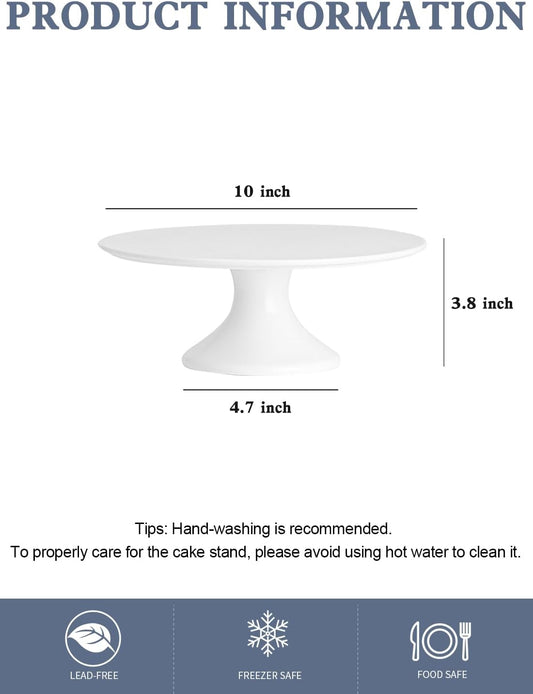 Kanwone 10-Inch Porcelain Cake Stand, Cake Plate, Dessert Stand, Cake Stand for Party, Home Decorating Stand, White