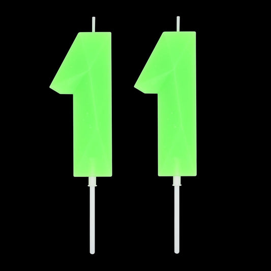 DERVENTA Large Birthday Candle Number 3D Luminous Green 3.7 inch Party Celebration Anniversary Decoration Cake Topper 1 Piece (Luminous Green Number 11)