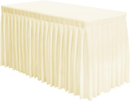 Surmente Ivory Table Skirt, 14ft Polyester Tablecloth for Weddings, Banquets, or Restaurants