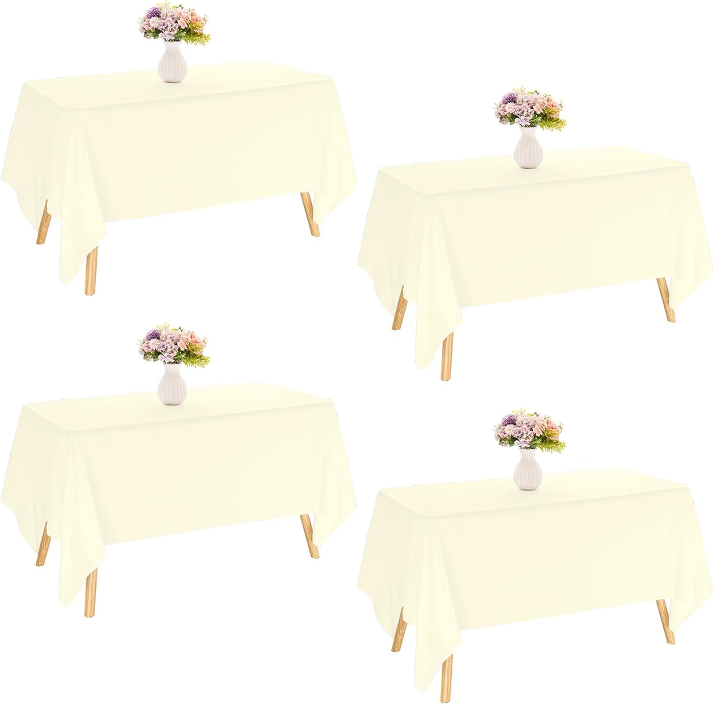 4 Pack Rectangle Tablecloth for 6 Foot Tables Washable Polyester Table Cover for Wedding Dining Table Parties Banquet（60x102 Beige）