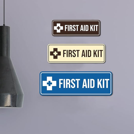 Standard First Aid Kit Sign (Black) - Small (2 Pack)