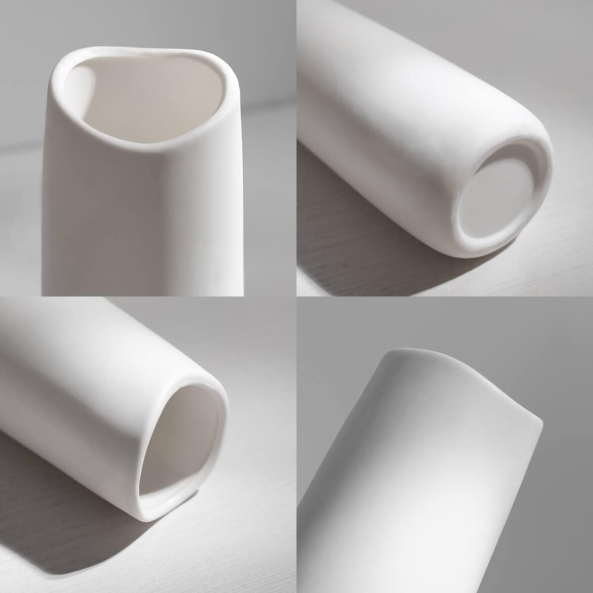 Ceramic Vases - Nordic Minimalism Style Decoration, Elegant Vase for Mantel, Table, Living Room Decoration, White Modern Geometric Decorative Flowers Vases for Home Decor
