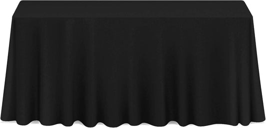 Lann's Linens - 90" x 132" Premium Tablecloth for Wedding/Banquet/Restaurant - Rectangular Polyester Fabric Table Cloth - Black