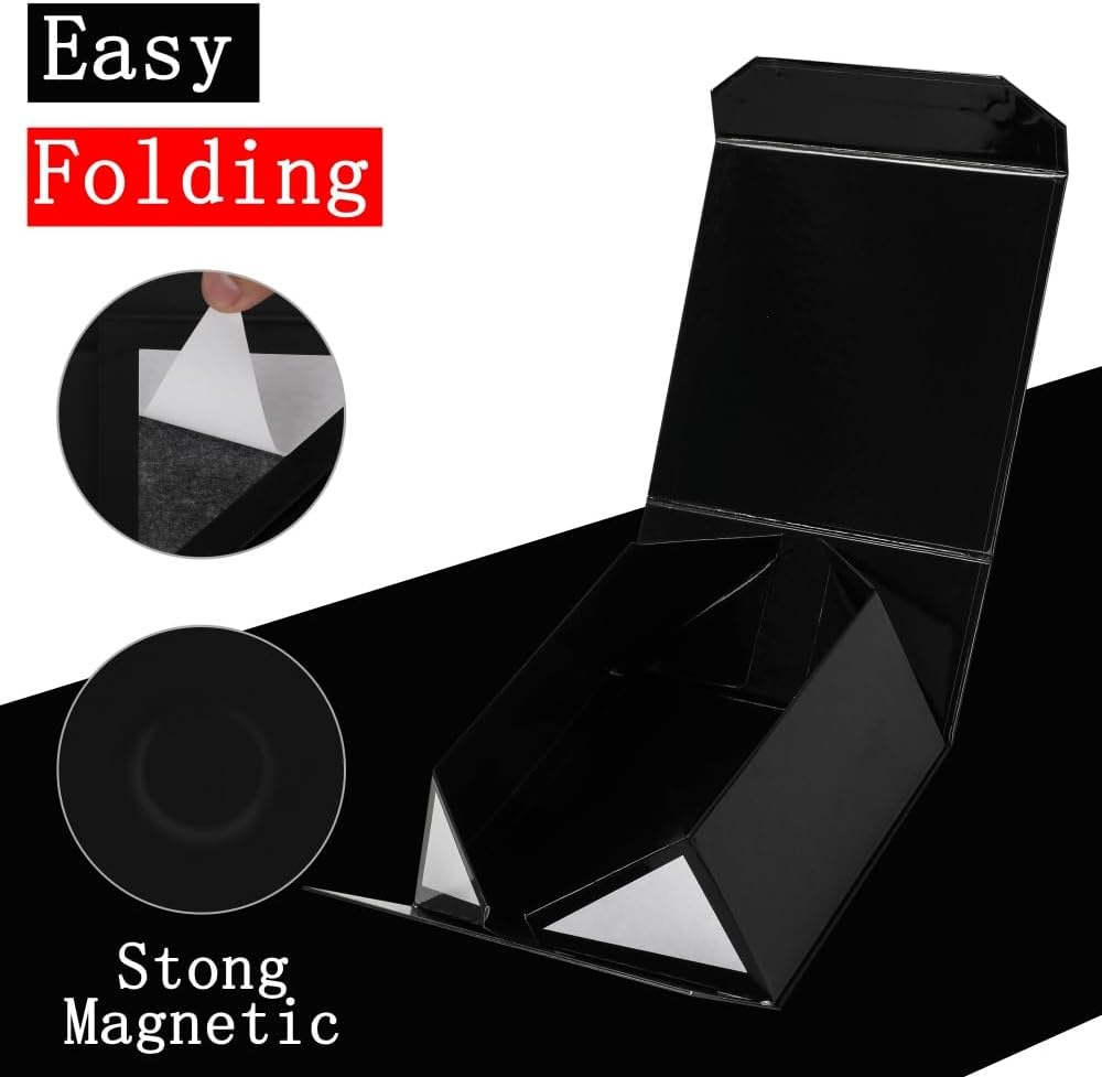 6 Pcs Black Gift Box Large 13x11x5.3 Inch Large Black Gift Box Large Magnetic Gift Box with Crinkle Paper Black Large Gift Box with Shredded Paper Luxury Gift Boxes with Lids for Presents