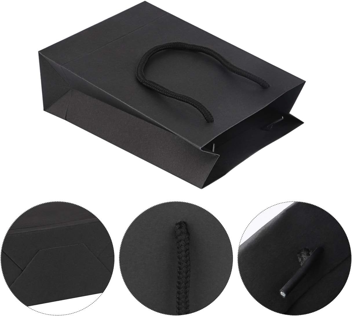 driew Black Gift Bags 100 Pack, small Black Gift Bags Paper with Cotton Handle 5x2x7.5 inches Party
