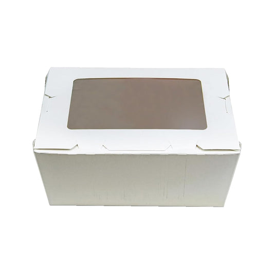 FC Meyer MeyerWindow #3 White Boxes With Window, Disposable Paperboard Take Out Cartons, Bakery Boxes, Lunch Box & Go To Food Storage Container, 7 3⁄4” x 5 1⁄2” x 2 1⁄2“, Small Pack of 15
