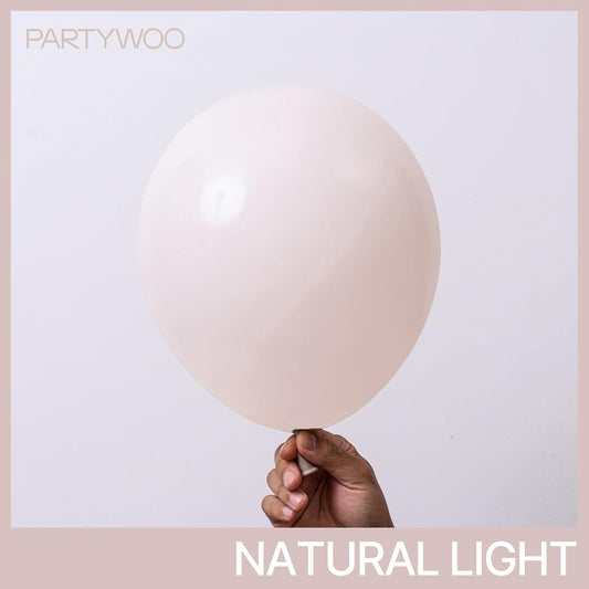 PartyWoo Beige Balloons 50 pcs 12 Inch Cream Ivory Sand White Nude Balloons Wedding Bridal Graduation Baby Shower Gender Reveal Birthday Boho Party Decorations White-F60