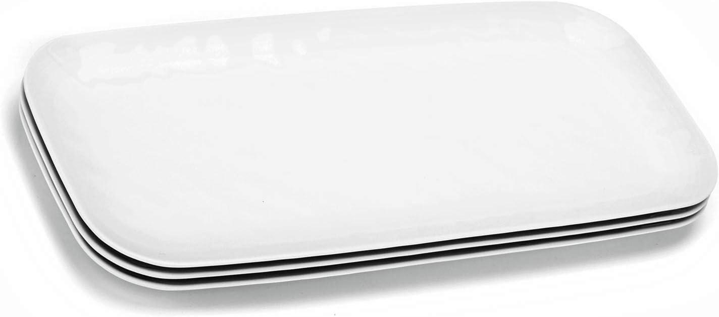 KOXIN-KARLU Melamine Trays, 14.75-inch Serving Trays and Platters, set of 3 White | Hammered Style, 100% Melamine, BPA Free