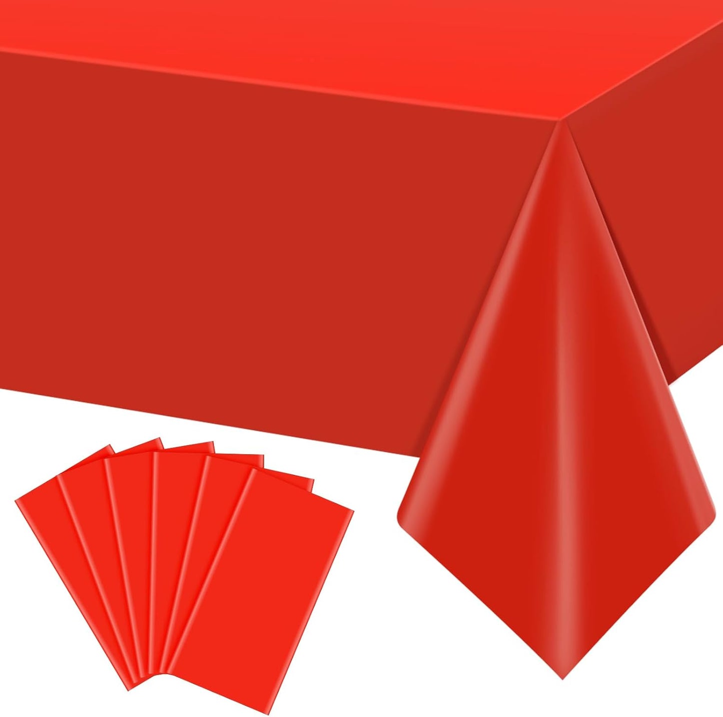 6Pcs Red Rectangle Tablecloths,Disposable Plastic Tablecloth,Waterproof Red Table Cover for Graduation Birthdays Weddings Anniversary Party Decorations,54 x 108 Inch