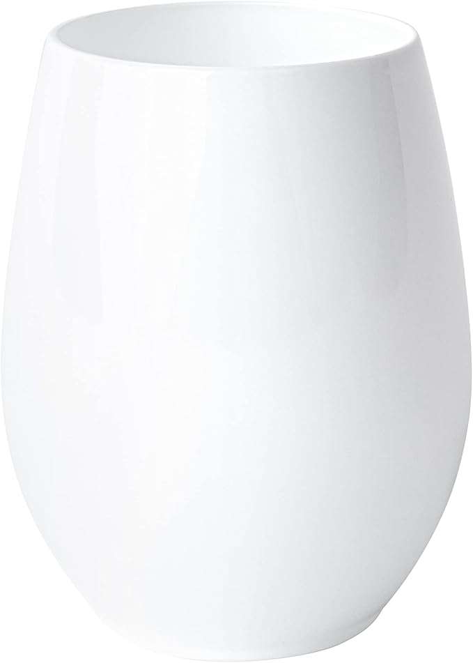 PLASTICPRO 6 Pack White Plastic Wine Glasses Stemless Disposable 12 oz BPA Free Shatterproof Plastic Wine Cups Wine Glasses for Parties