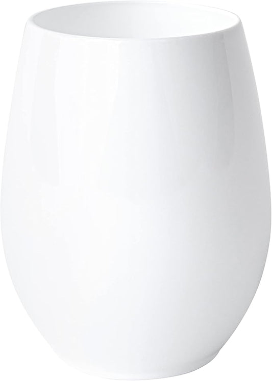 PLASTICPRO 6 Pack White Plastic Wine Glasses Stemless Disposable 12 oz BPA Free Shatterproof Plastic Wine Cups Wine Glasses for Parties