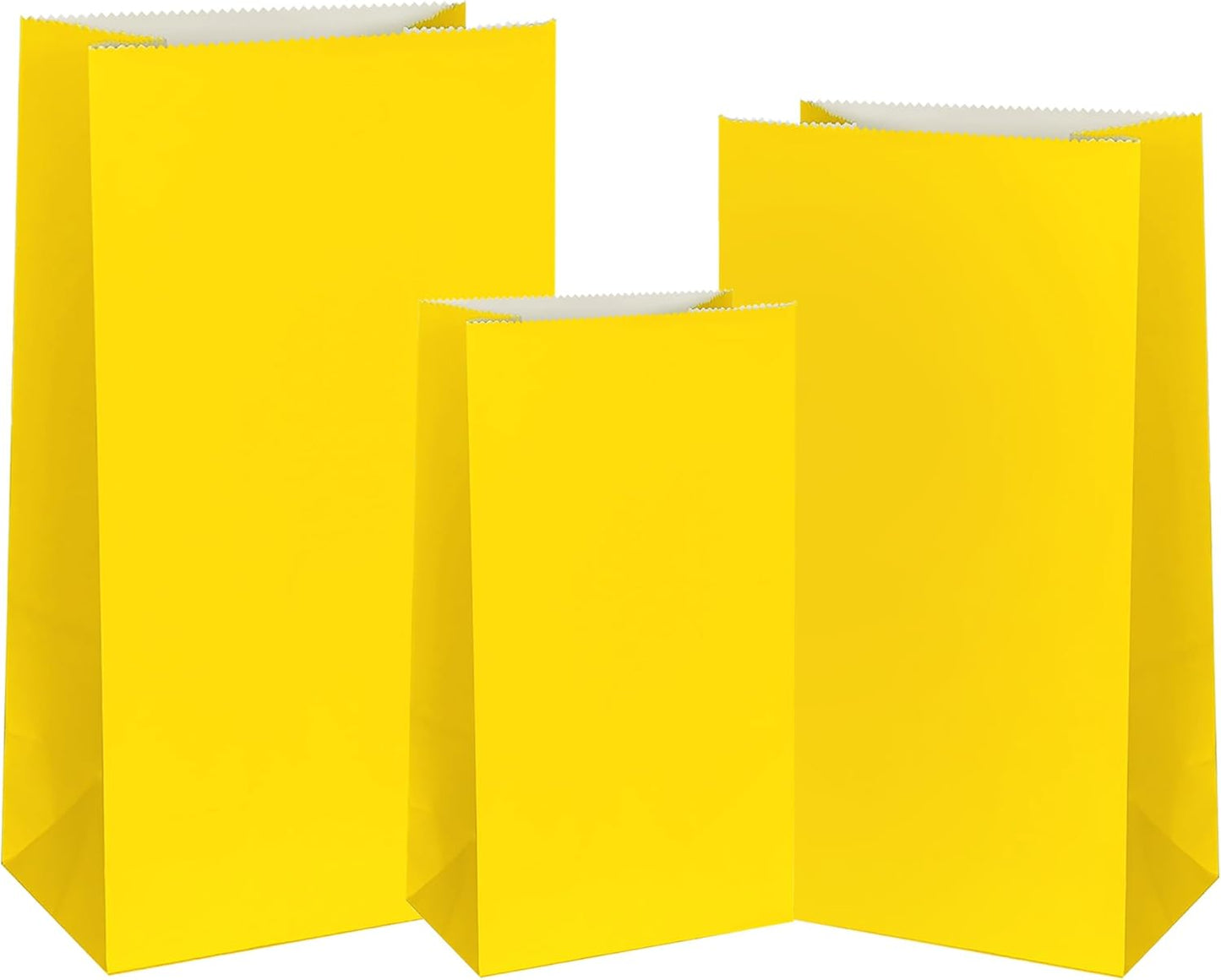 KEYYOOMY Yellow Paper Bags Small Yellow Paper Lunch Bags Party Favor Bag Goodie Bag for Wedding Birthday Party (72 CT, 3 Sizes)