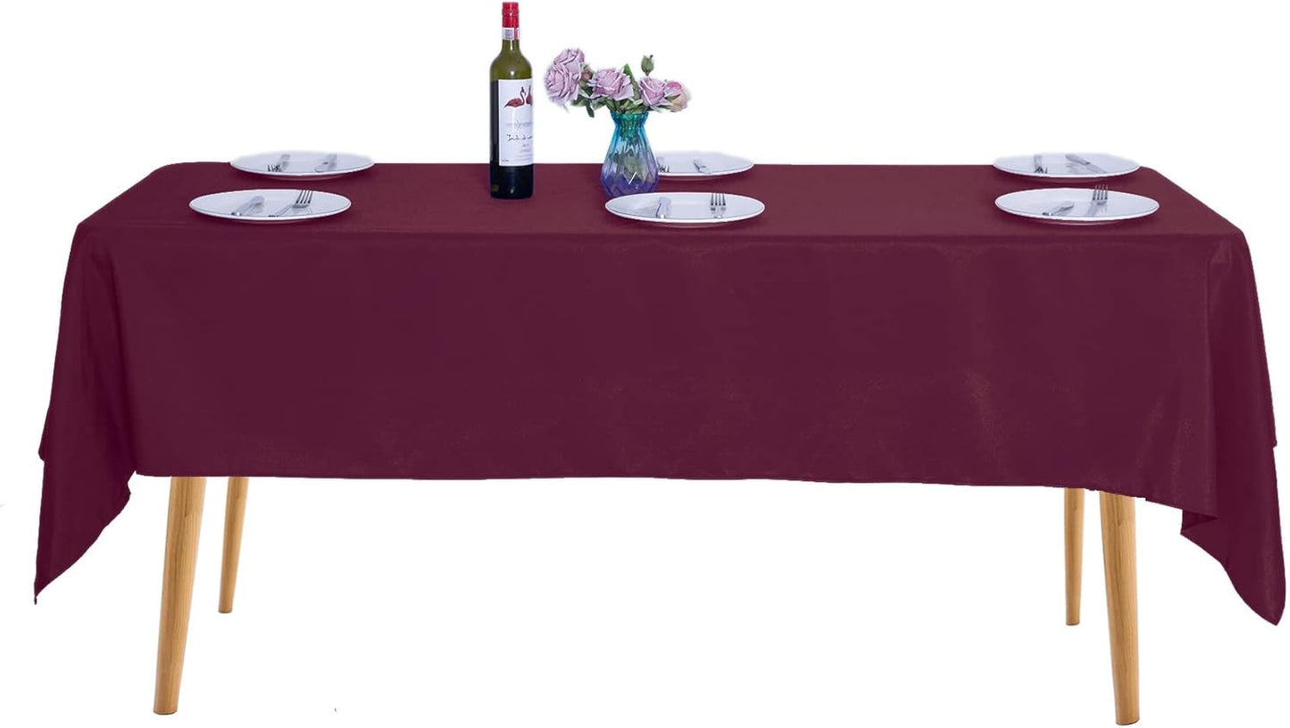 Ascoza 2pack 60x102 Inch Burgundy Rectangular Tablecloth 6 Feet Table Cloth in Polyester Fabric for Wedding/Banquet/Restaurant/Parties