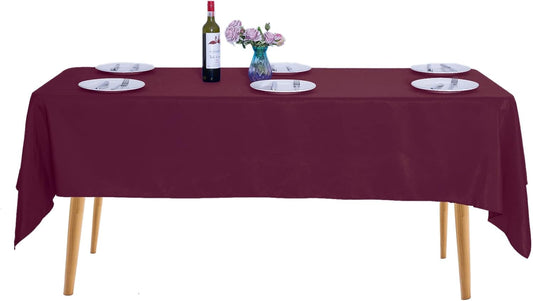 Ascoza 2pack 60x102 Inch Burgundy Rectangular Tablecloth 6 Feet Table Cloth in Polyester Fabric for Wedding/Banquet/Restaurant/Parties