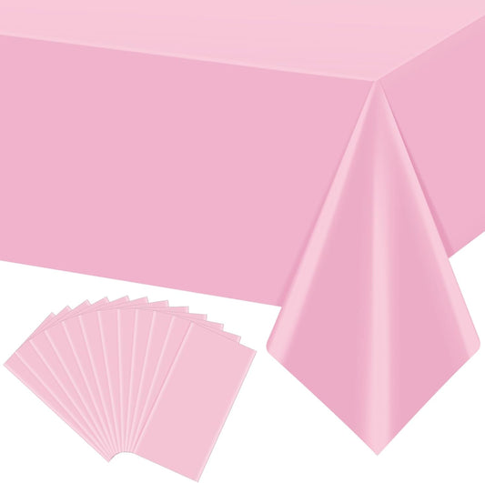 12Pcs Light Pink Tablecloth,Disposable Plastic Tablecloths,Waterproof Pink Rectangle Table Cover for Graduation Birthdays Weddings Anniversary Party Decorations,54 x 108 Inch