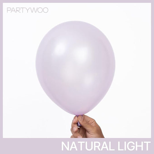 PartyWoo Pearl Lavender Balloons 140pcs Different Sizes Pack of 18 12 10 5 Inch Pearl Light Pastel Purple Lilac Balloon Arch Kit for Bachelorette Fairy Girl Birthday Party Decorations Purple-Z32
