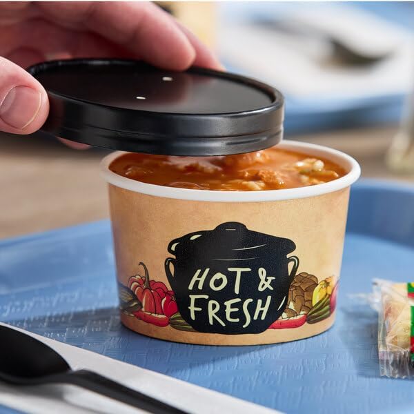8 oz. Round Poly-Coated Paper Soup Cup with Vented Lid, Medley Print Design, 250 Count Case