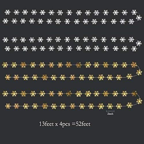 Cheerland Clearance Silver and Gold Snowflake Decorations Hanging Winter Birthday Party Garland Christmas Snowflakes Xmas Snow Flake Streamer Wall Backdrop Holiday Classroom Baby Showers Office Decor