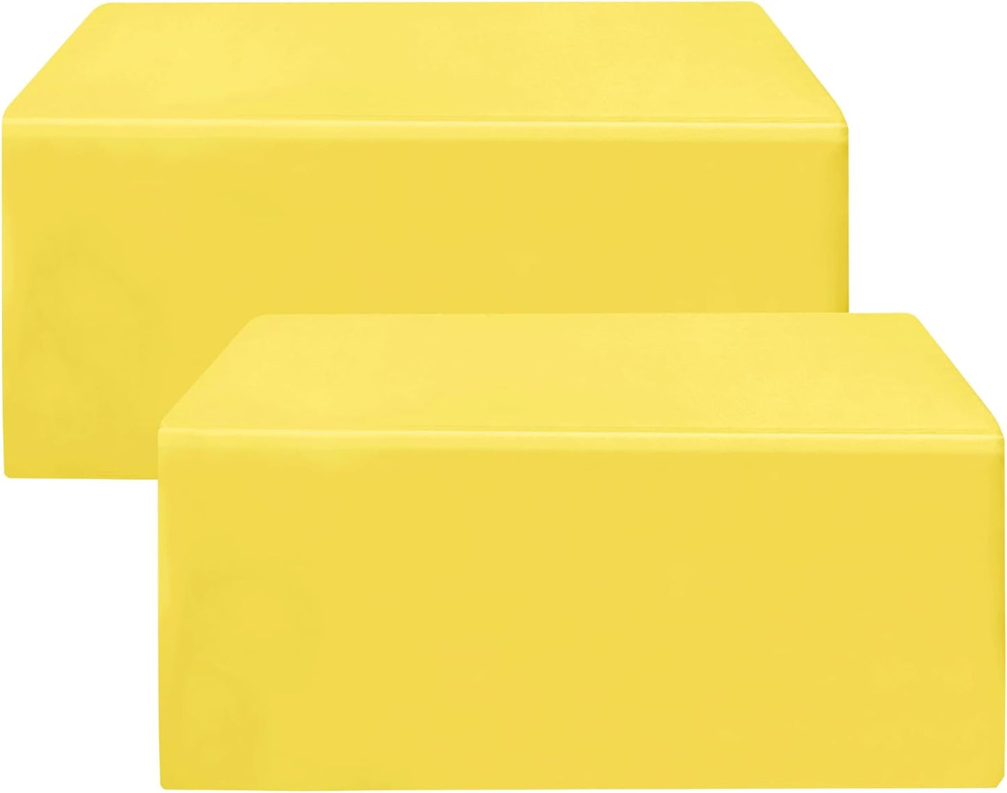 HolidayIdeas Yellow Fitted Table Covers for 6 Foot Tables - 72 x 30 Inch - 2 Pack Rectangle Table Clothes Polyester Fabric Table Cover for Folding Table, Parties, Birthday, Vendor Stand, Trade Show