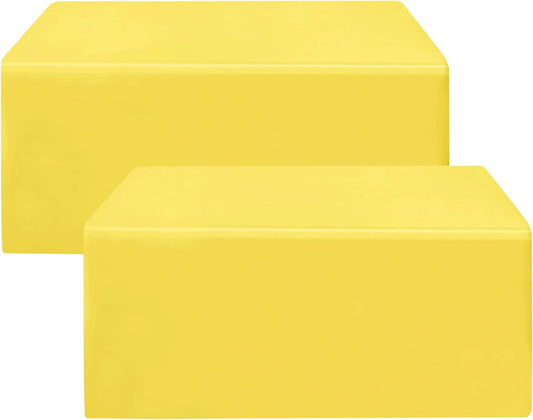 HolidayIdeas Yellow Fitted Table Covers for 6 Foot Tables - 72 x 30 Inch - 2 Pack Rectangle Table Clothes Polyester Fabric Table Cover for Folding Table, Parties, Birthday, Vendor Stand, Trade Show